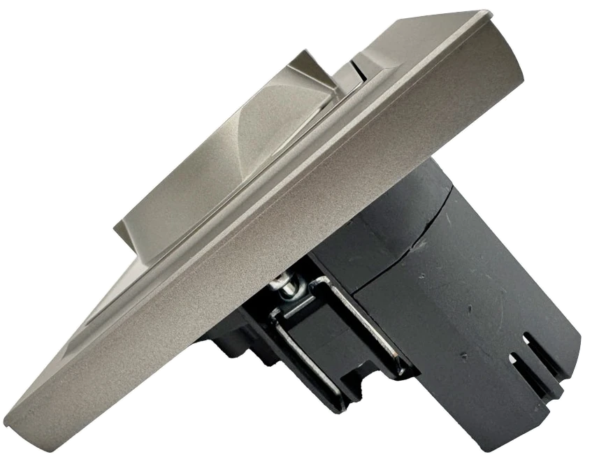 Розетка 1-я с/з с шторками с USB и TYPE C (5В, 2.1А) серая Софт-тач